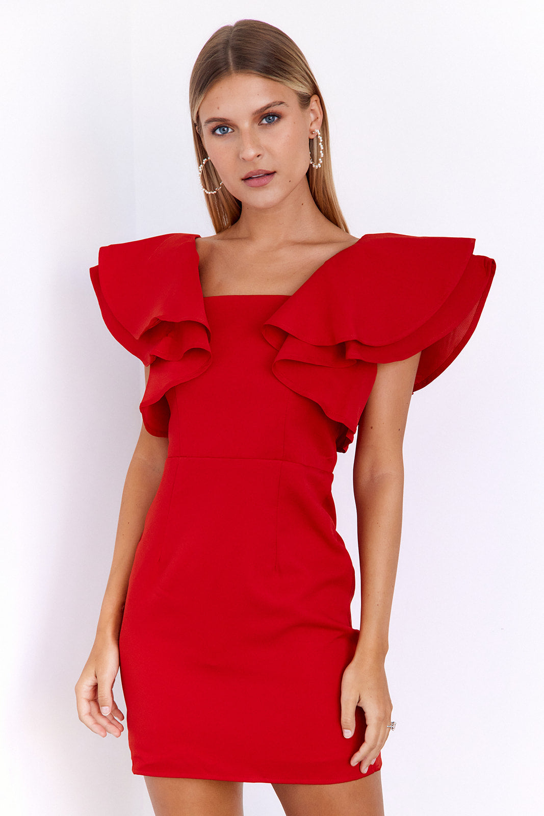 Harlow Square Neck Ruffle Dress - fab'rik