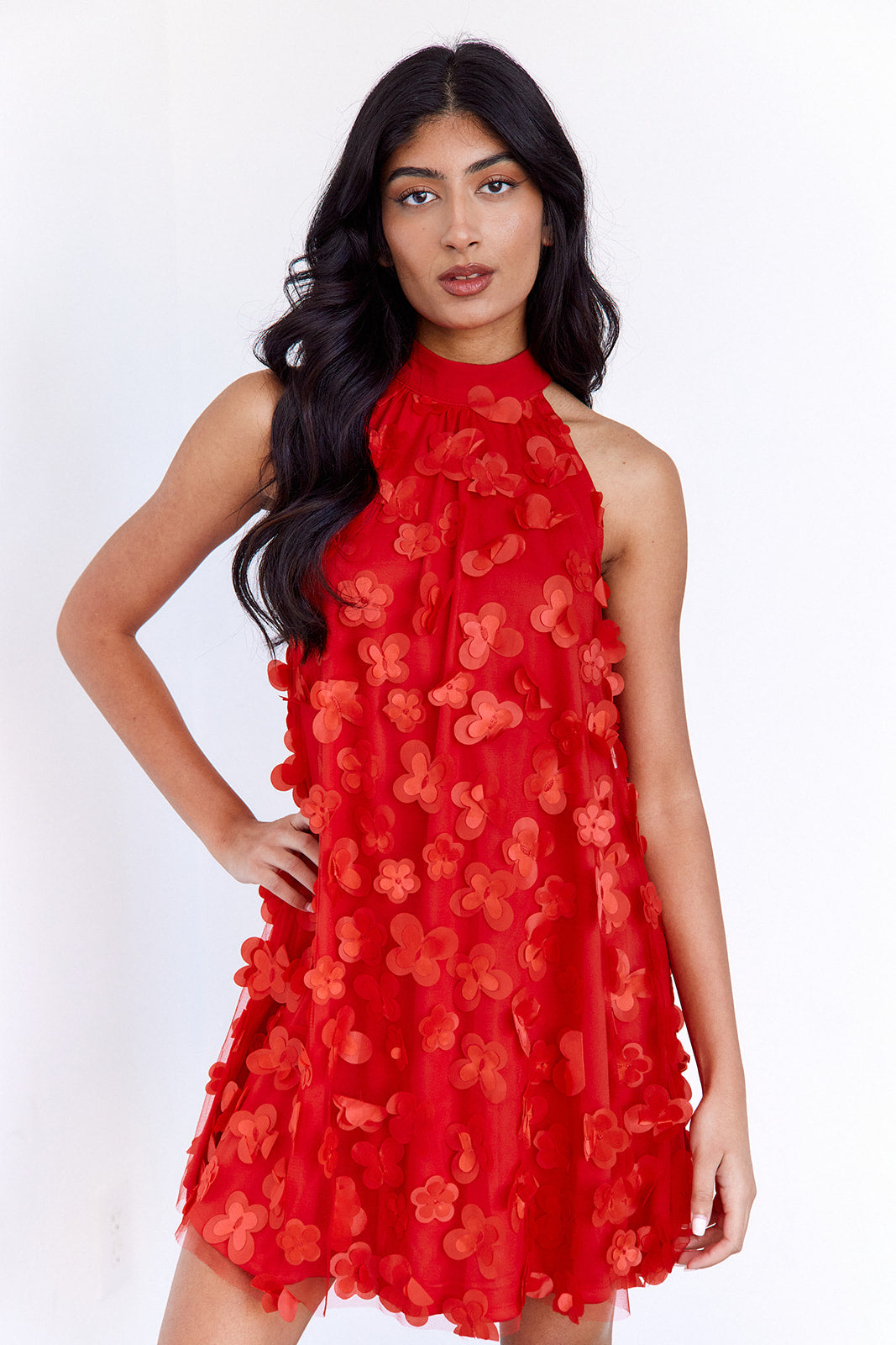 Marcella Textured Floral Mini Dress - fab'rik