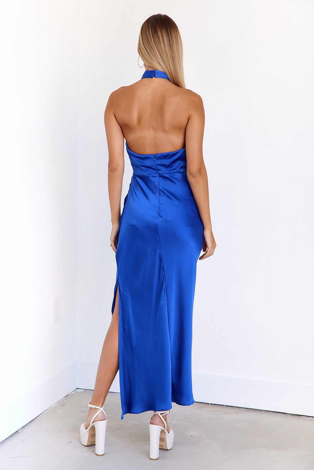 Pheonix Satin Halter Midi Dress - fab'rik
