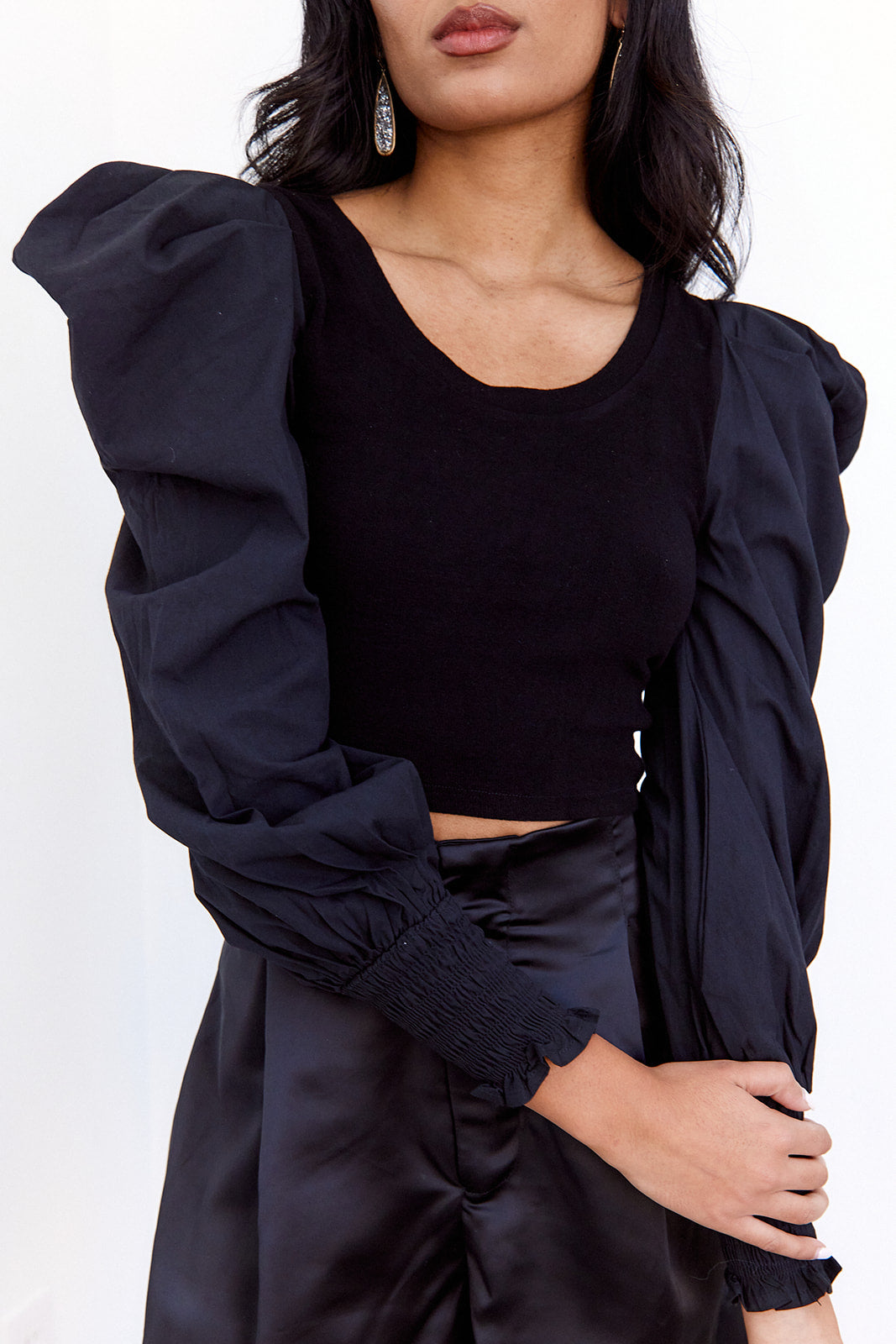 Natalie Long Sleeve Puff Sleeve Top - fab'rik