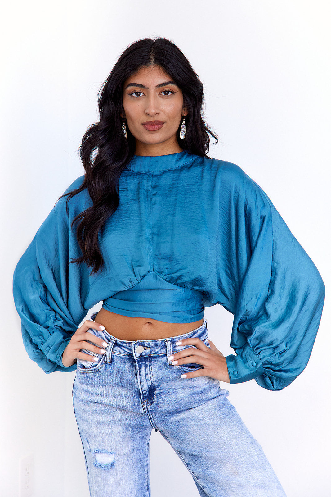 Gwen High Neck Balloon Sleeve Top - fab'rik
