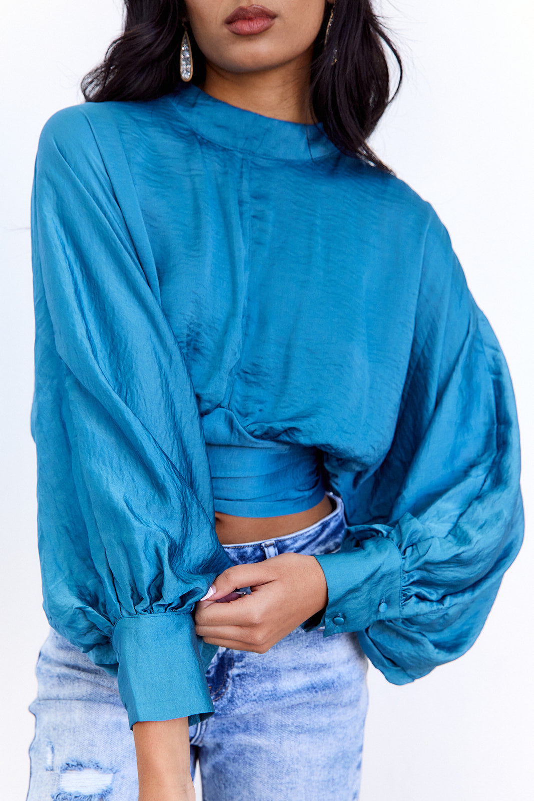 Gwen High Neck Balloon Sleeve Top - fab'rik