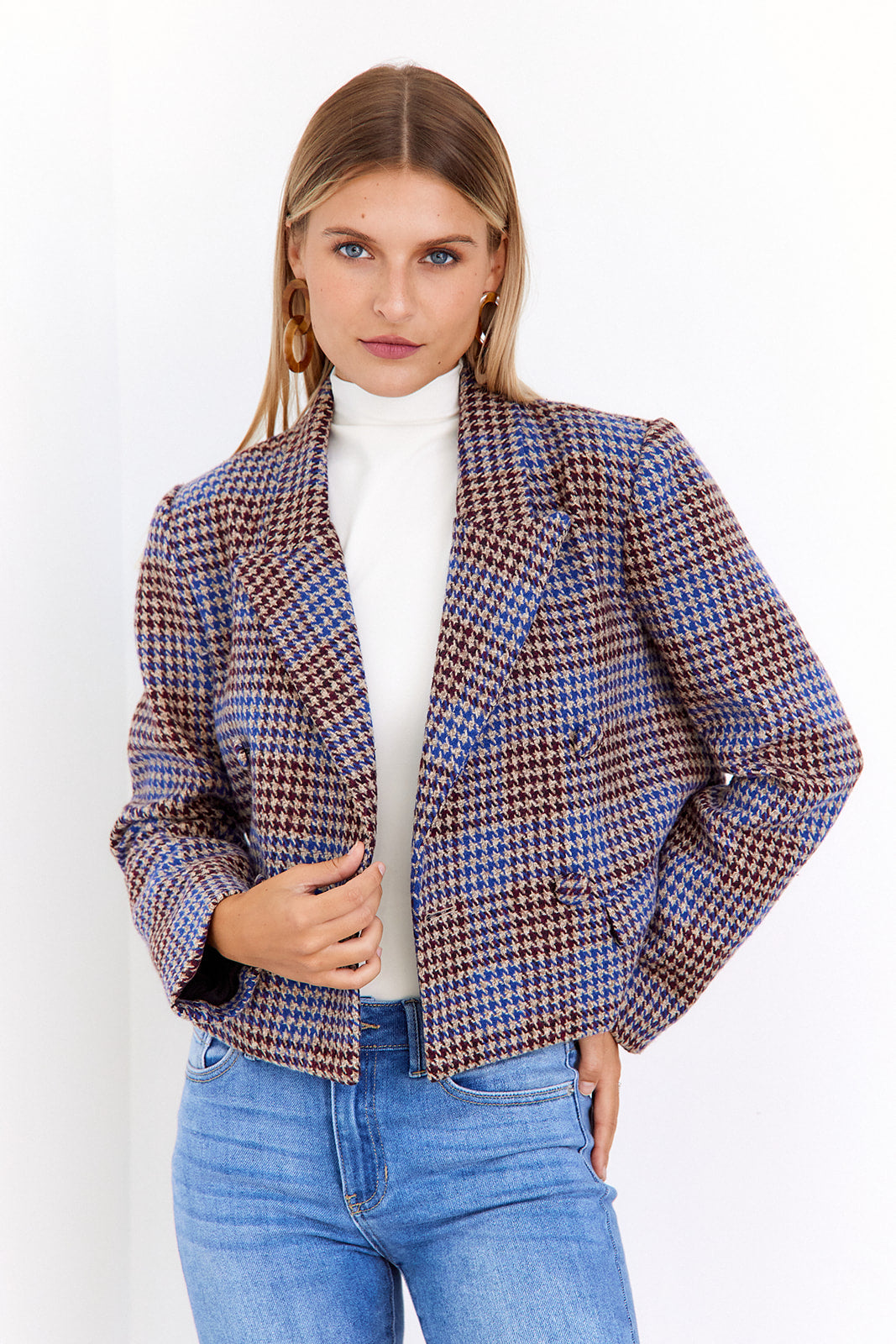 Amalie Herringbone Cropped Blazer - fab'rik