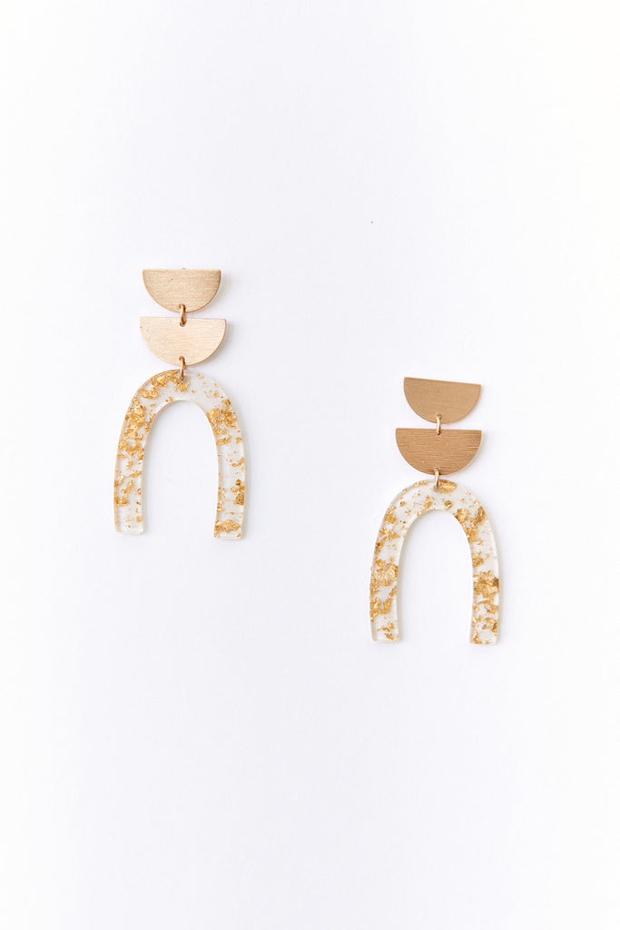 Val Gold Flake Arch Earrings - fab'rik