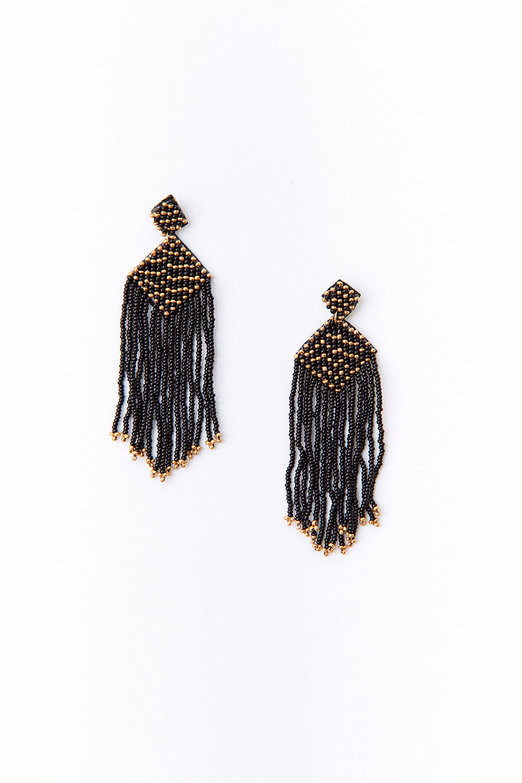 Ayla Beaded Tassel Rhombus Earrings - fab'rik