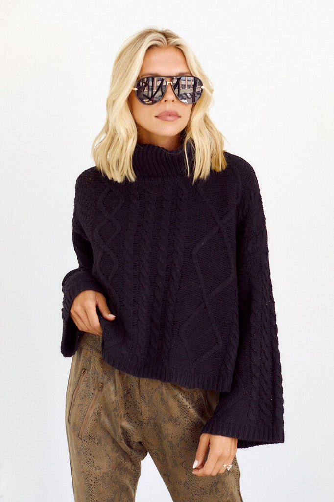 SALE - Galvez Cableknit Turtleneck Sweater - fab'rik