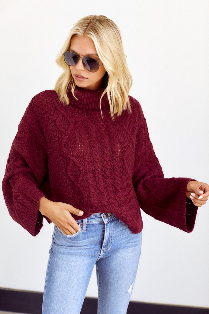 SALE - Galvez Cableknit Turtleneck Sweater - fab'rik