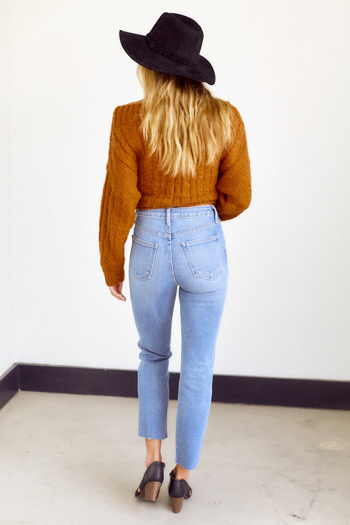 SALE - Jones High Rise Cut Off Straight Leg Denim - fab'rik