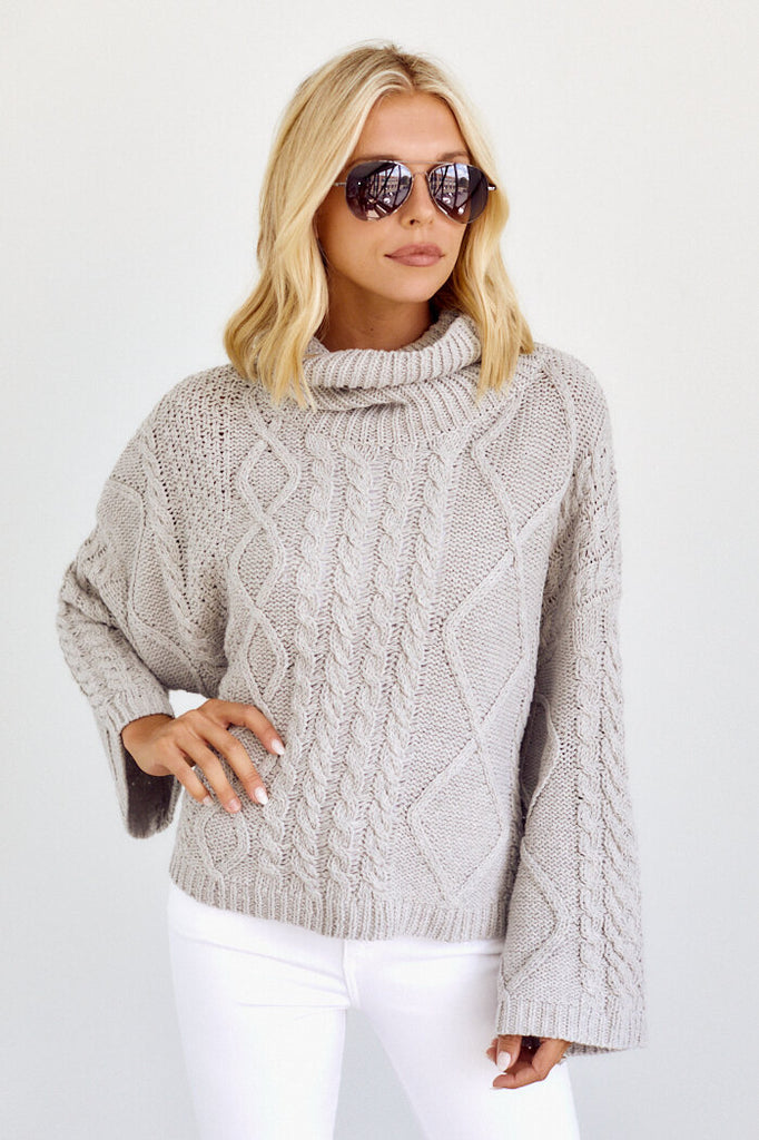 SALE - Galvez Cableknit Turtleneck Sweater - fab'rik