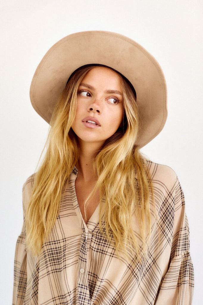SALE - Morena Braided Faux Suede Hat - fab'rik