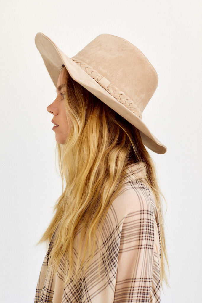 SALE - Morena Braided Faux Suede Hat - fab'rik