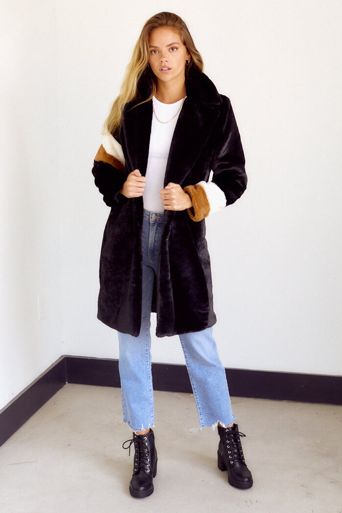 SALE  - Bentley Stripe Faux Fur Jacket - fab'rik