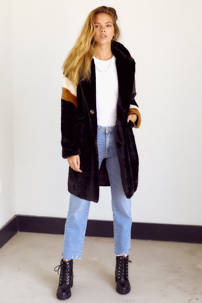 SALE  - Bentley Stripe Faux Fur Jacket - fab'rik