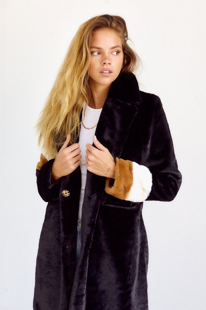 SALE  - Bentley Stripe Faux Fur Jacket - fab'rik