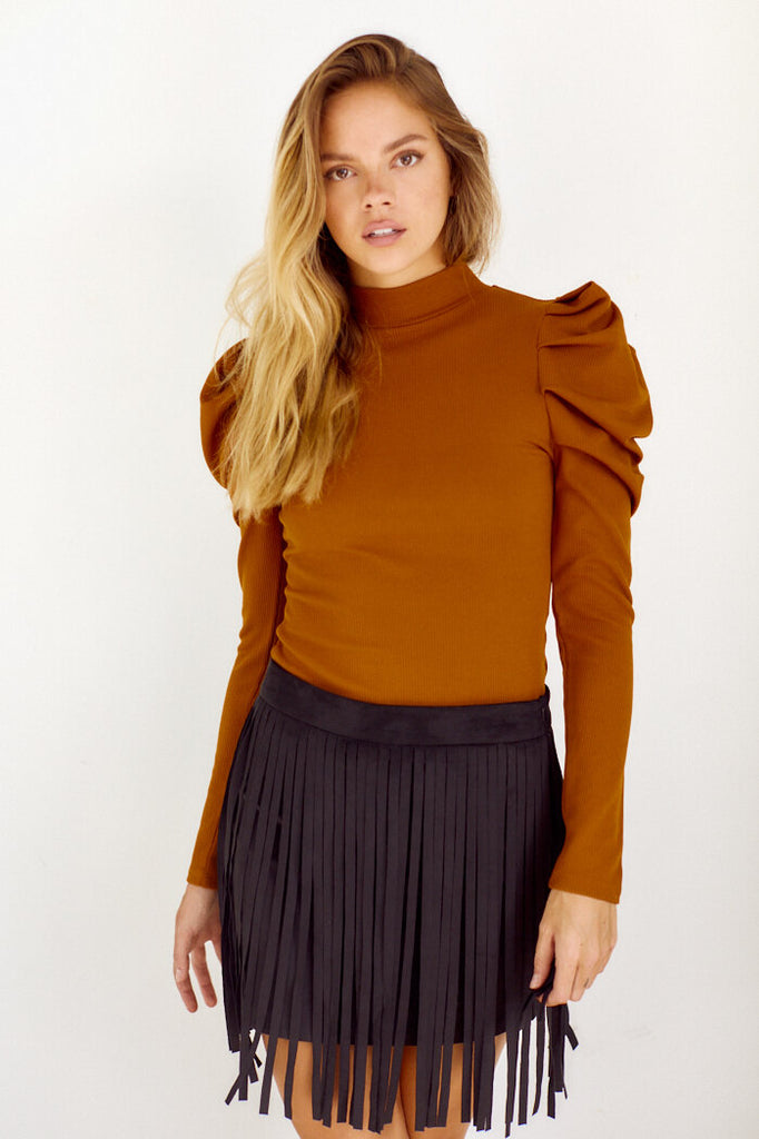 SALE - Bexar Fringe Detail Mini Skirt - fab'rik