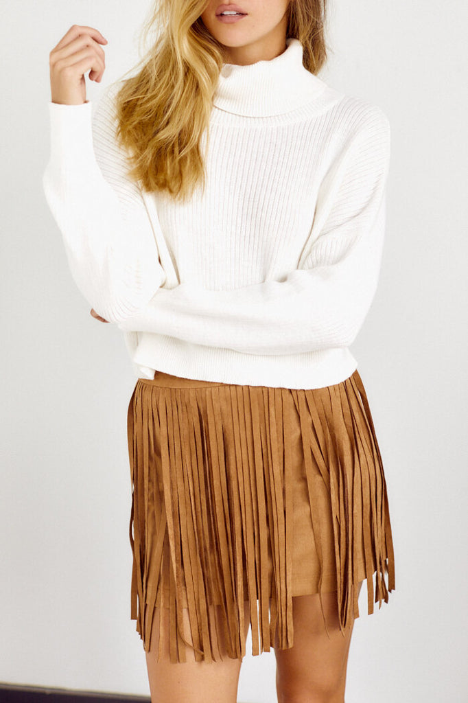 SALE - Bexar Fringe Detail Mini Skirt - fab'rik