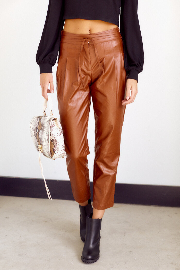 SALE - Leta Faux Leather Cropped Pants - fab'rik