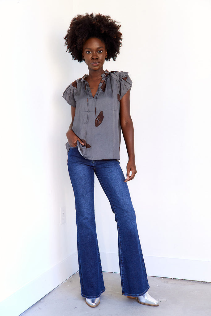 Lola Print Flutter Sleeve Blouse - fab'rik