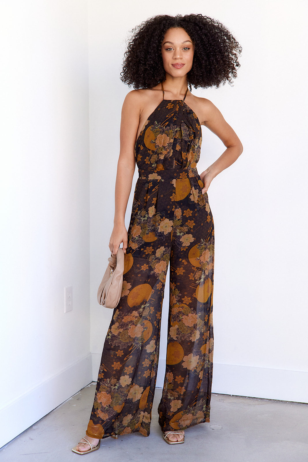Britt Sleeveless Floral Printed Jumpsuit - fab'rik