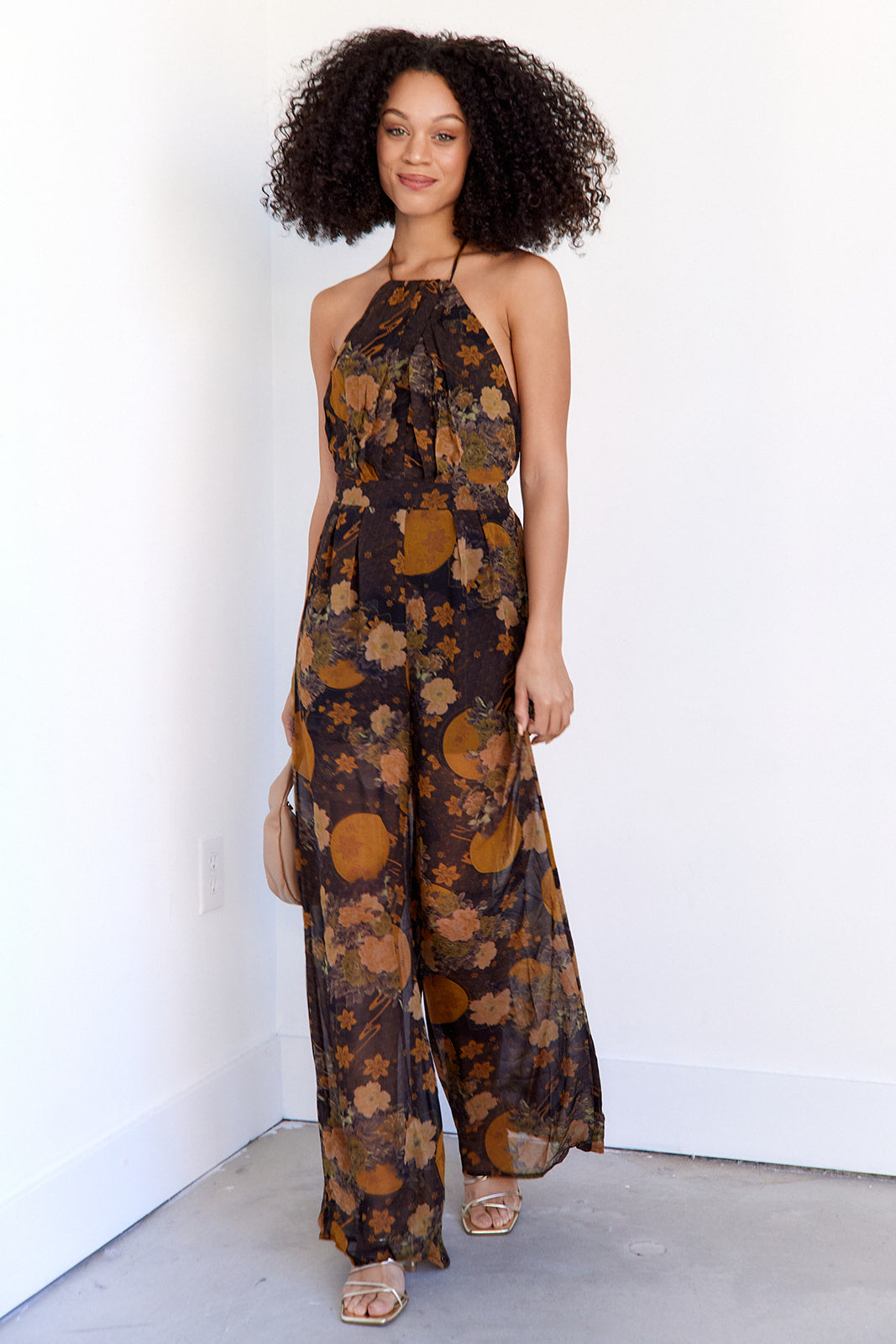 Britt Sleeveless Floral Printed Jumpsuit - fab'rik
