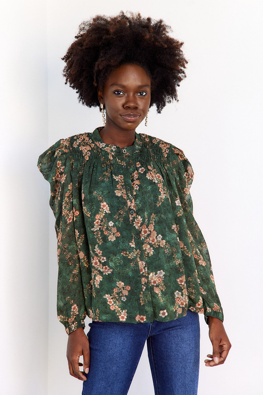 Lisette Floral Button Down Blouse - fab'rik