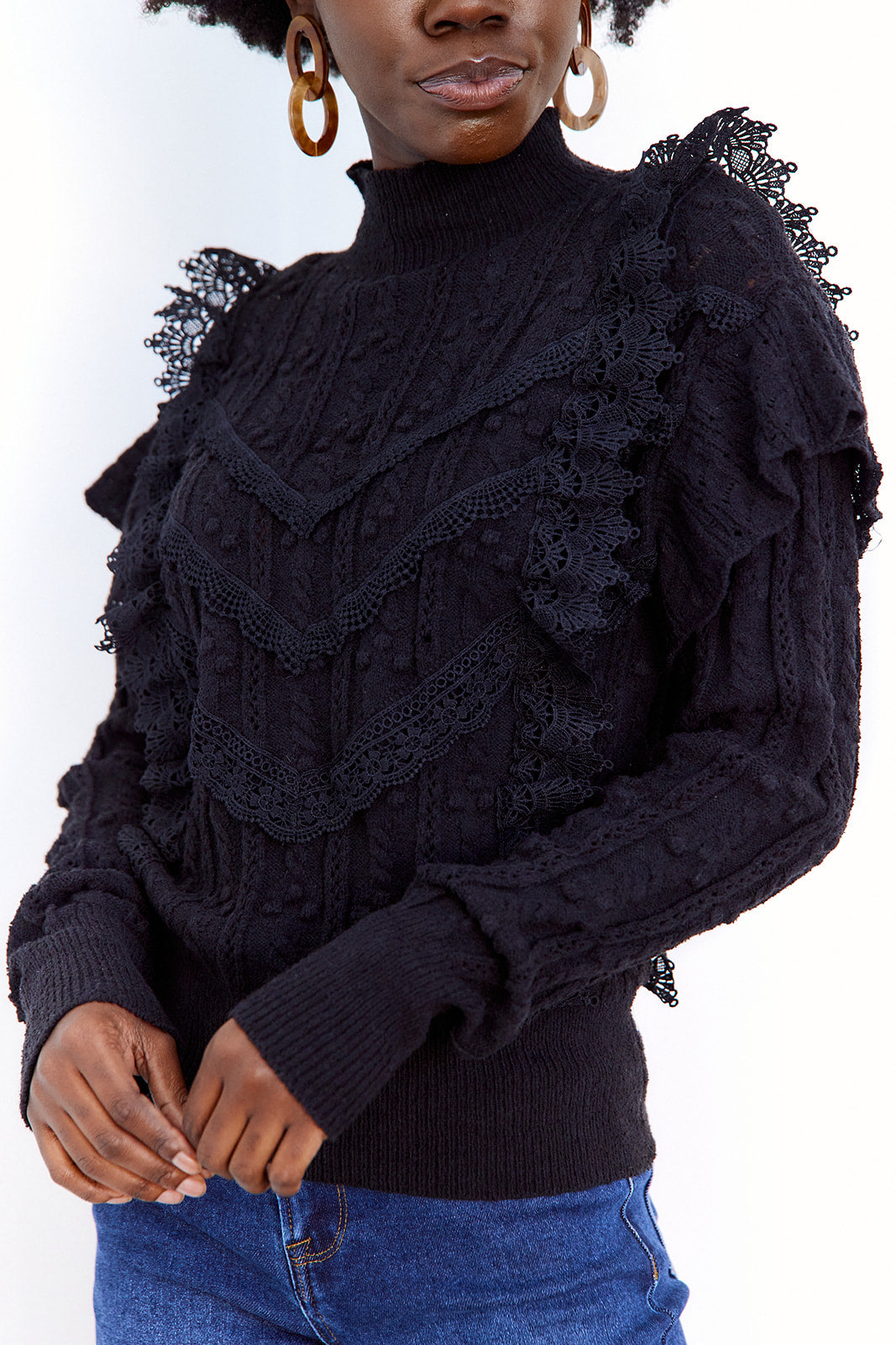Leo Lace Detail Sweater - fab'rik