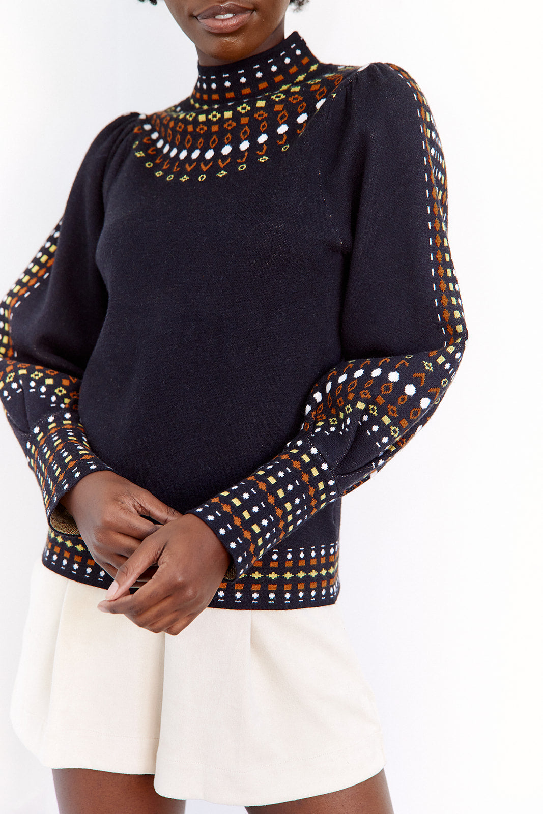 Mina Mock Neck Printed Sweater - fab'rik