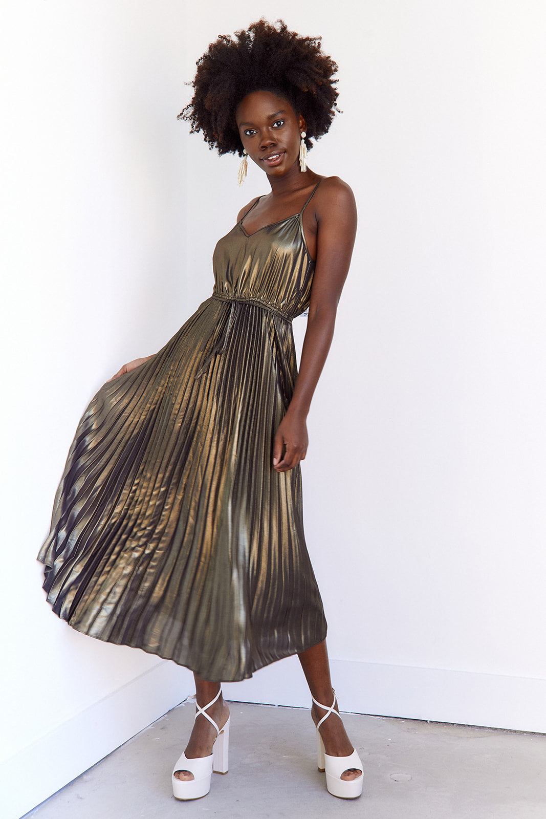 Gianna Pleated Midi Dress - fab'rik