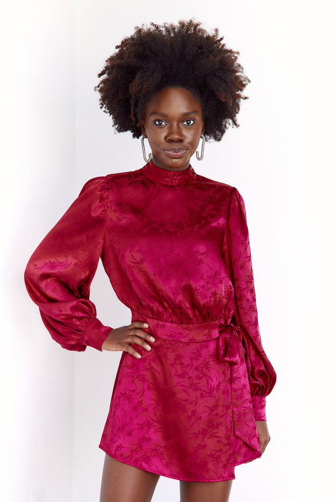 Chelie High Neck Satin Romper - fab'rik