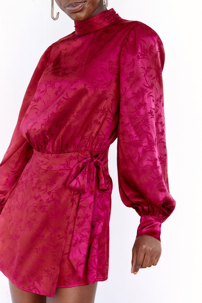 Chelie High Neck Satin Romper - fab'rik