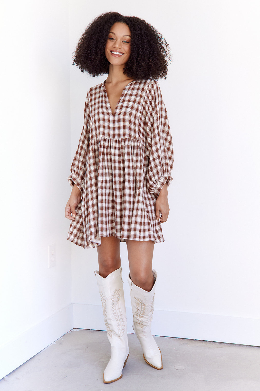 Olva Plaid Babydoll Dress - fab'rik