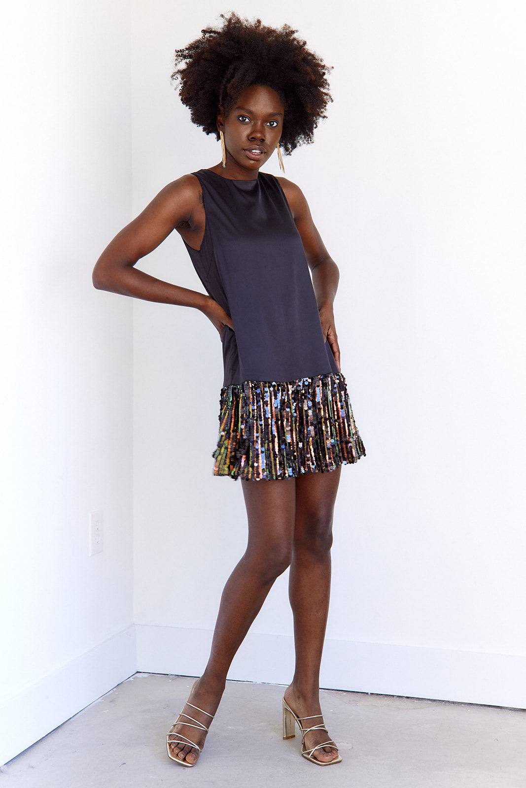 Roxanne Sequin Trim Shift Dress - fab'rik
