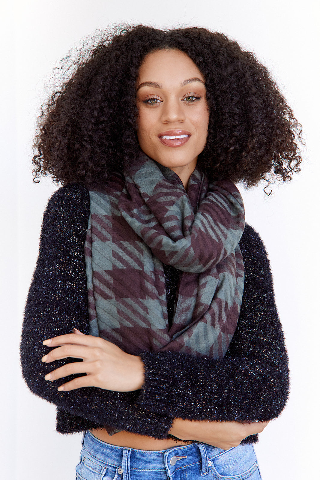 Adeline Oversized Houndstooth Scarf - fab'rik