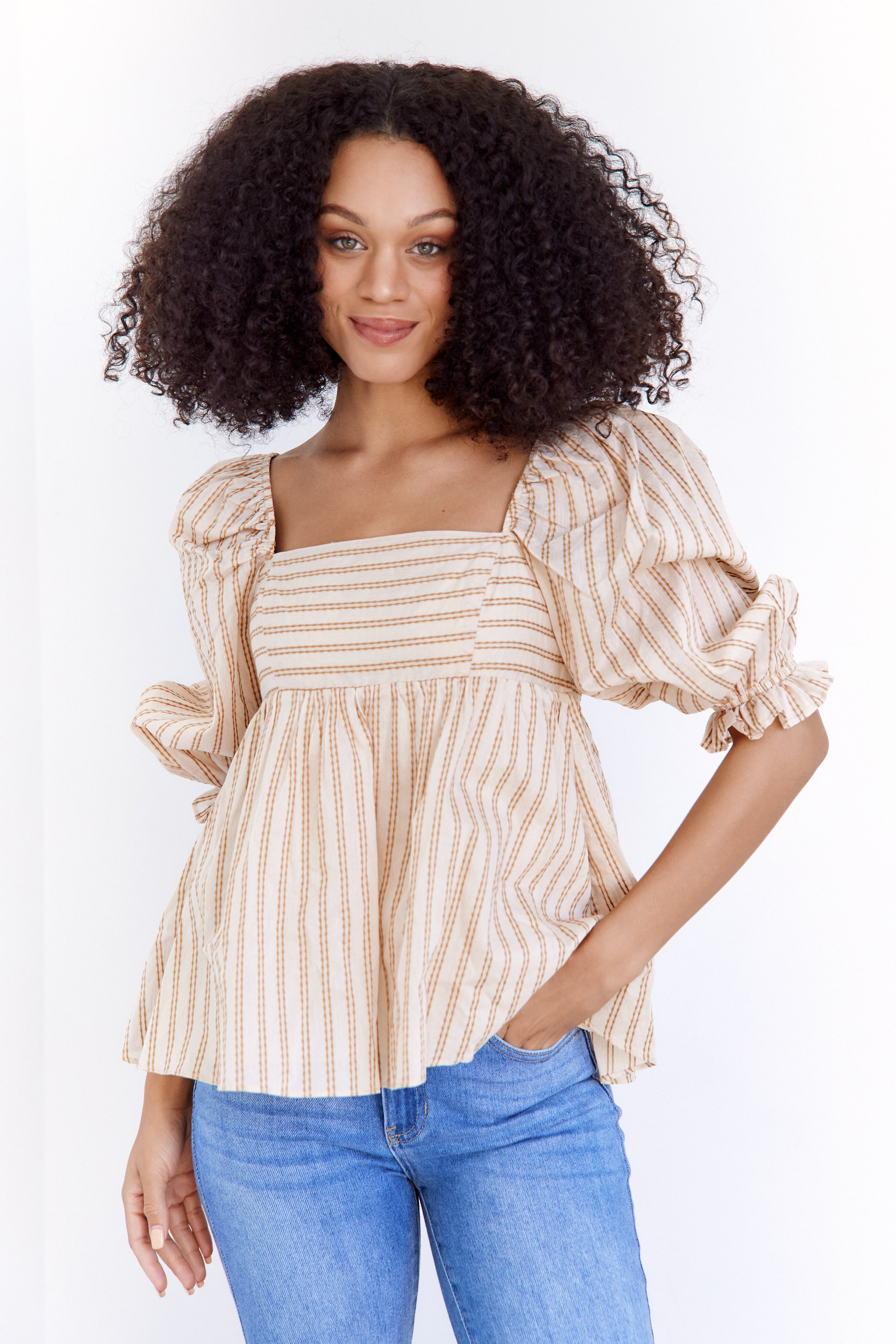 Adalynn Striped Babydoll Top - fab'rik