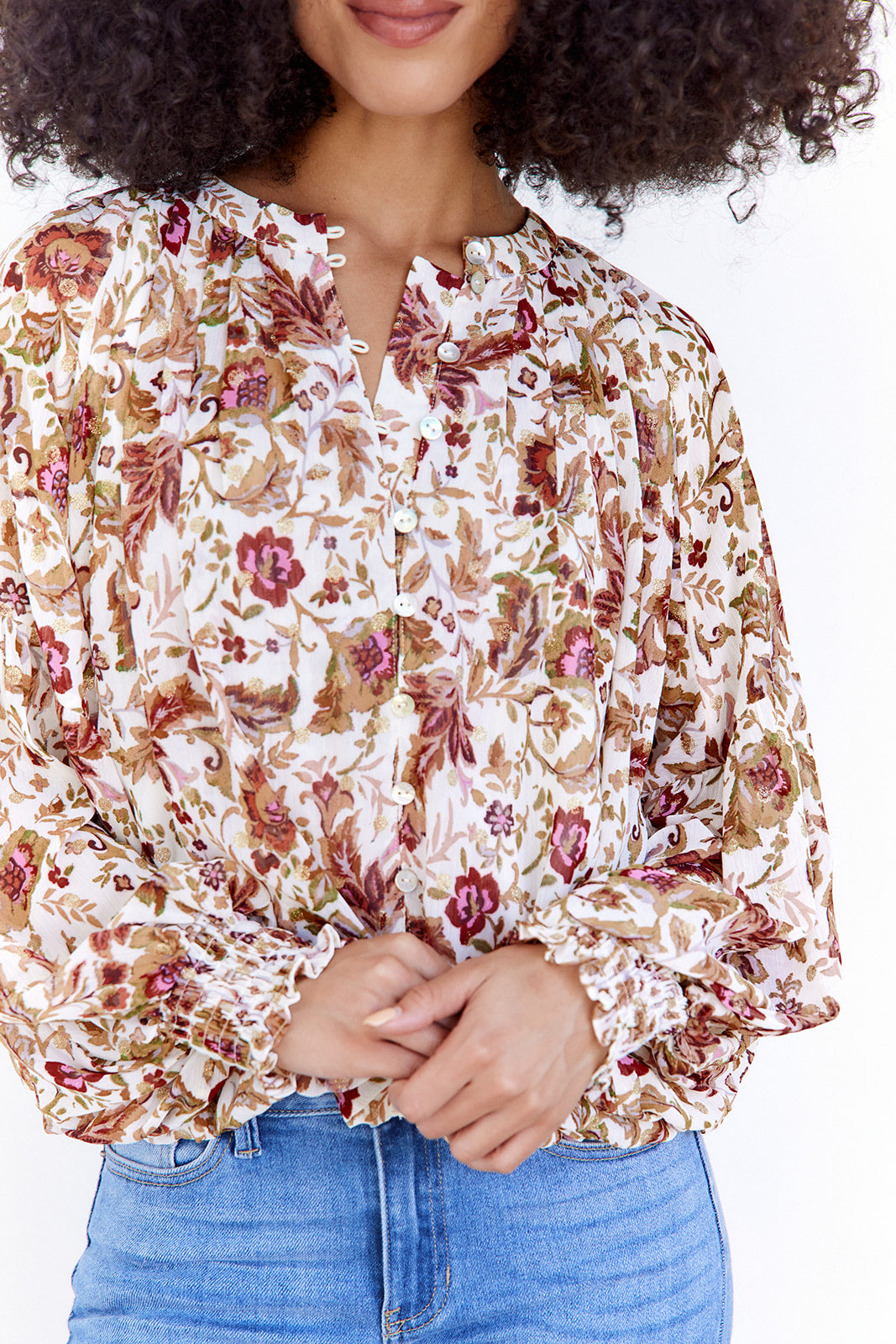 Rue Button Down Floral Blouse - fab'rik
