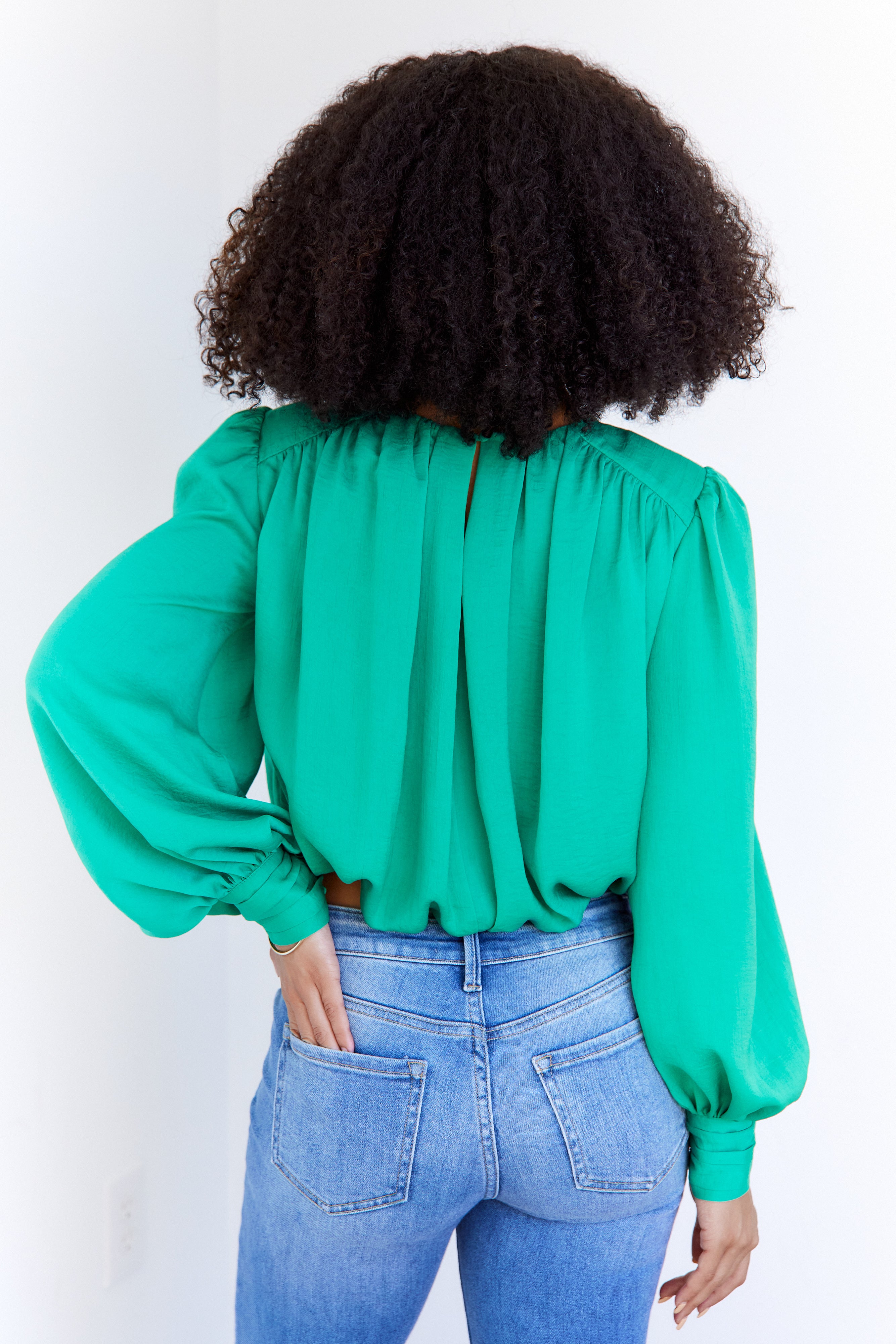 Adina Pleated Shoulder Pad Blouse - fab'rik