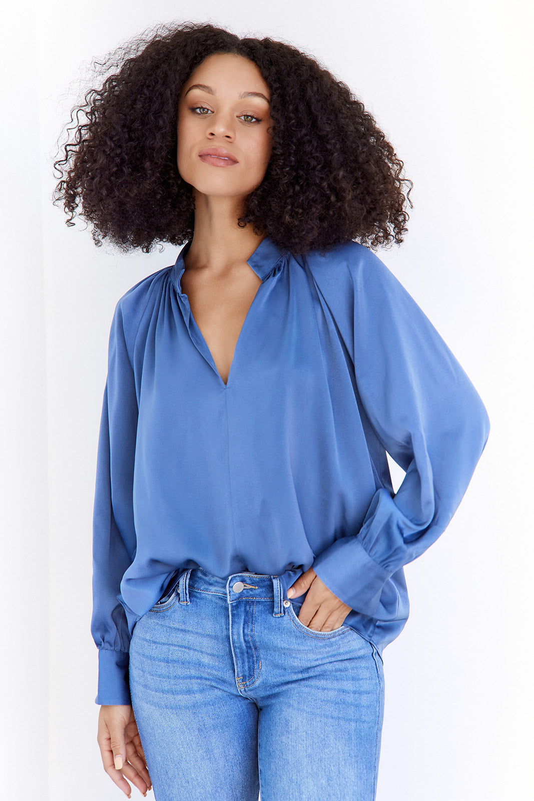 Marsala V Neck Blouse - fab'rik