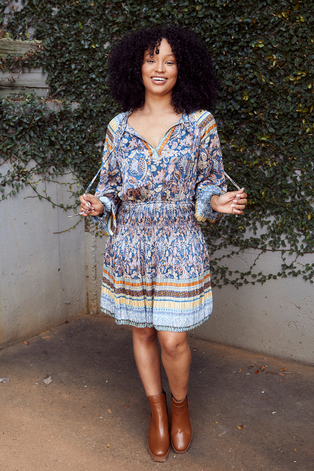 SALE - Kaela Printed Pleated Mini Dress - fab'rik