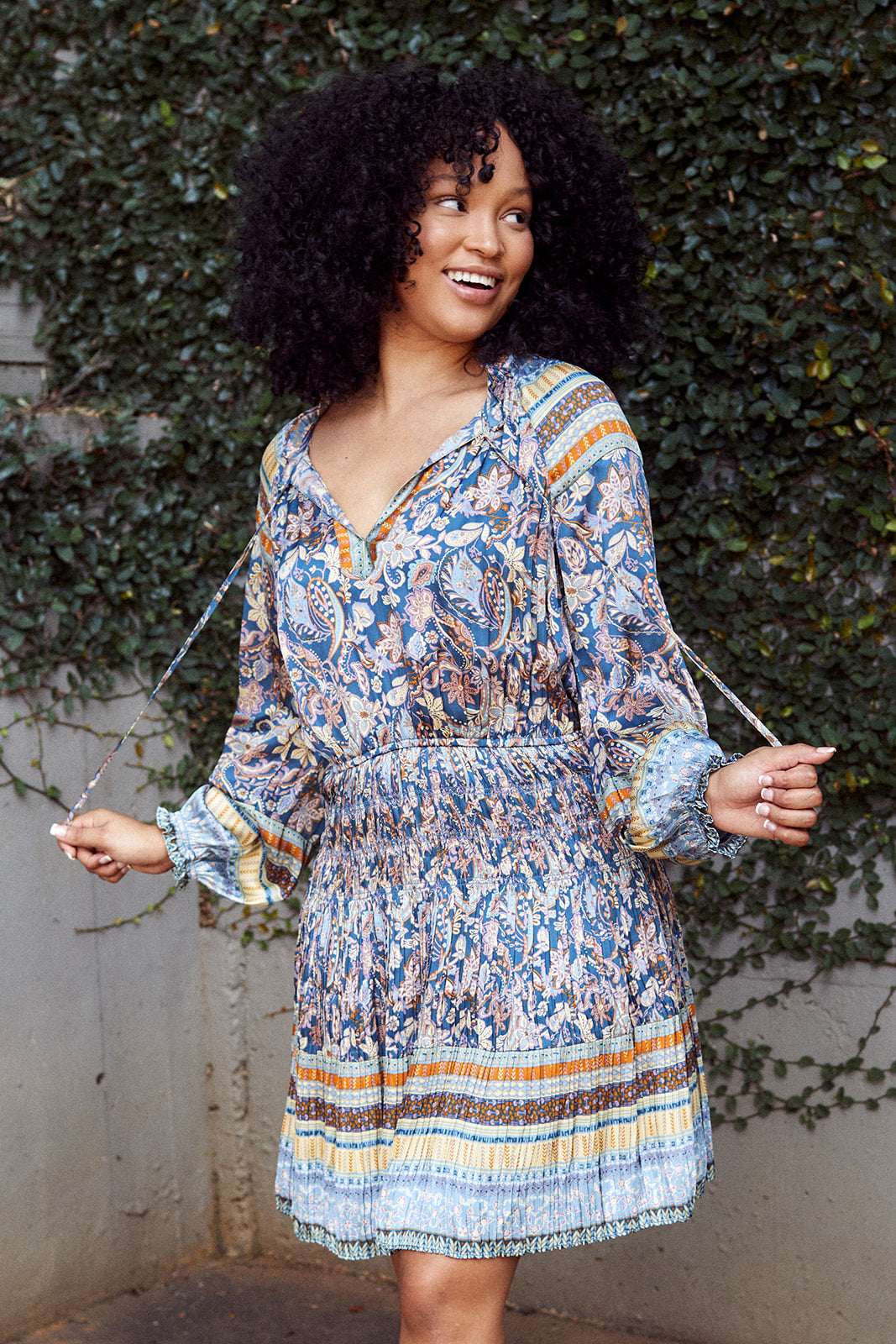 SALE - Kaela Printed Pleated Mini Dress - fab'rik