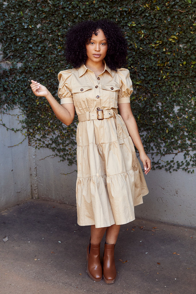 SALE - Sellers Belted Midi Dress - fab'rik