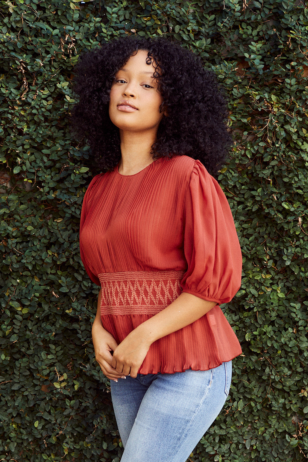 SALE - Nadine Smocked Waist Pleated Blouse - fab'rik