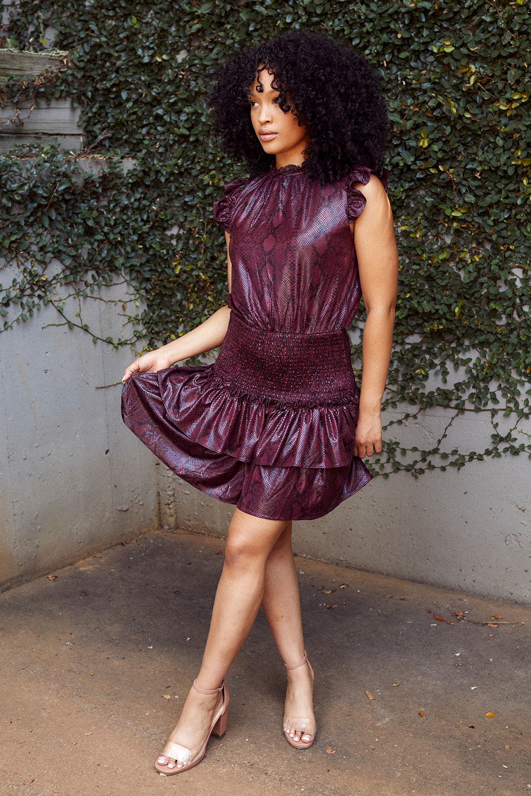 SALE - Kerbi Smocked Waist Snake Print Dress - fab'rik