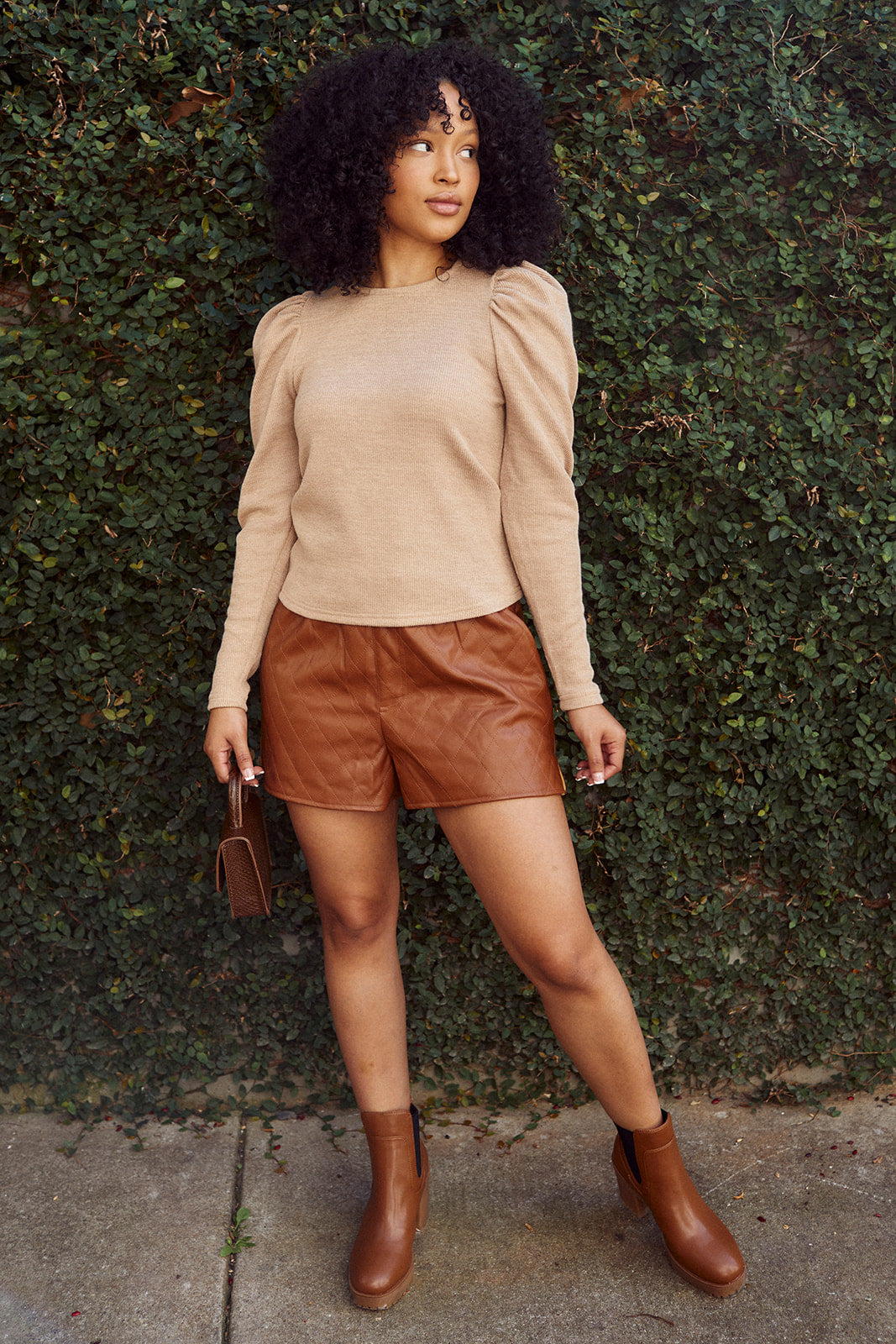 SALE - Dara Faux Leather Quilted Shorts - fab'rik