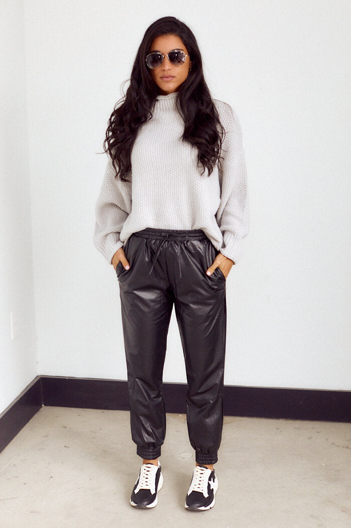 SALE - Delia Faux Leather Jogger - fab'rik