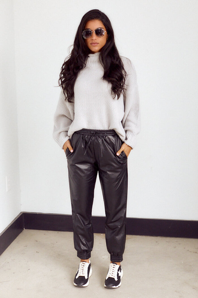 SALE - Delia Faux Leather Jogger - fab'rik