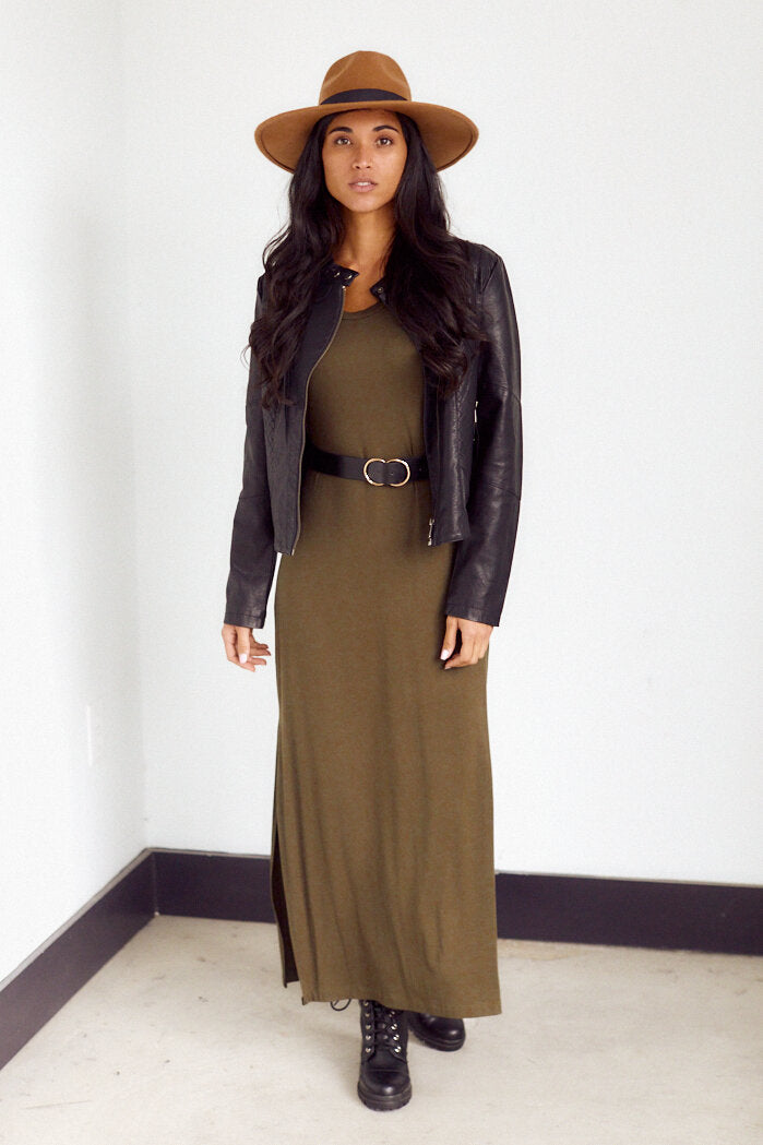 Carole Side Slit Midi T-Shirt Dress - fab'rik