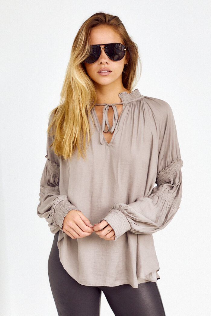 Tinsley Smocked Sleeve Top - fab'rik