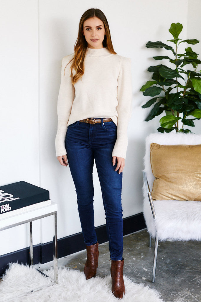 Tali Puff Shoulder Wool Sweater - fab'rik
