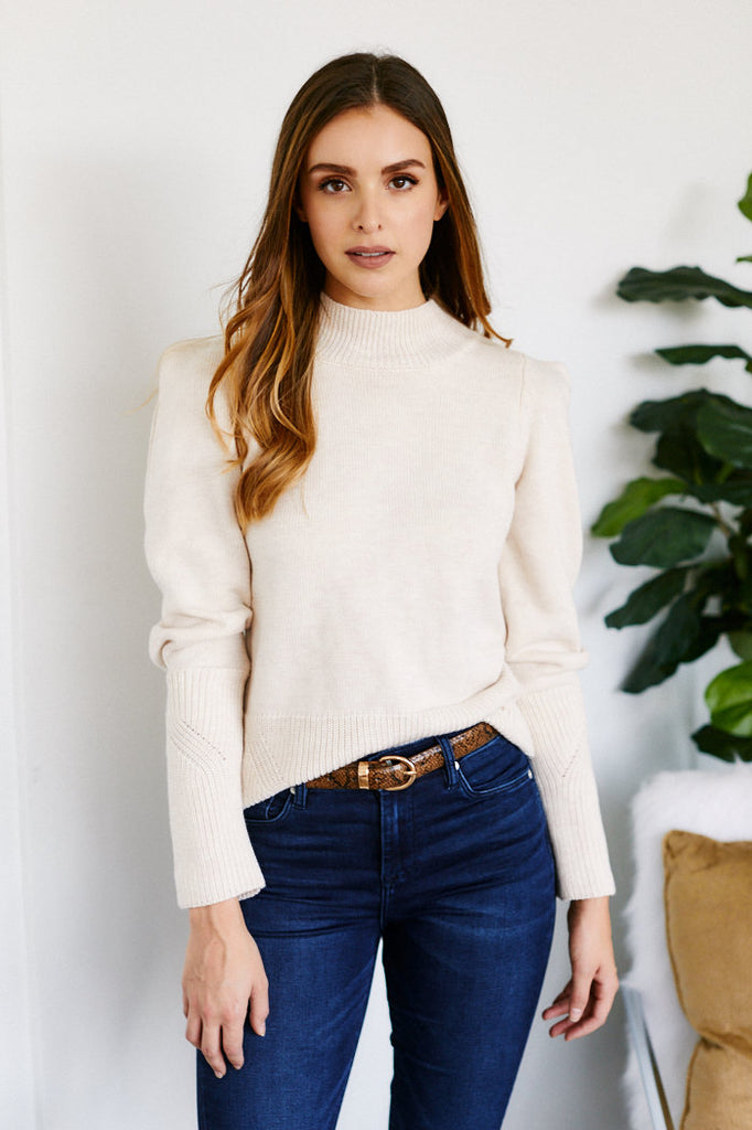 Tali Puff Shoulder Wool Sweater - fab'rik