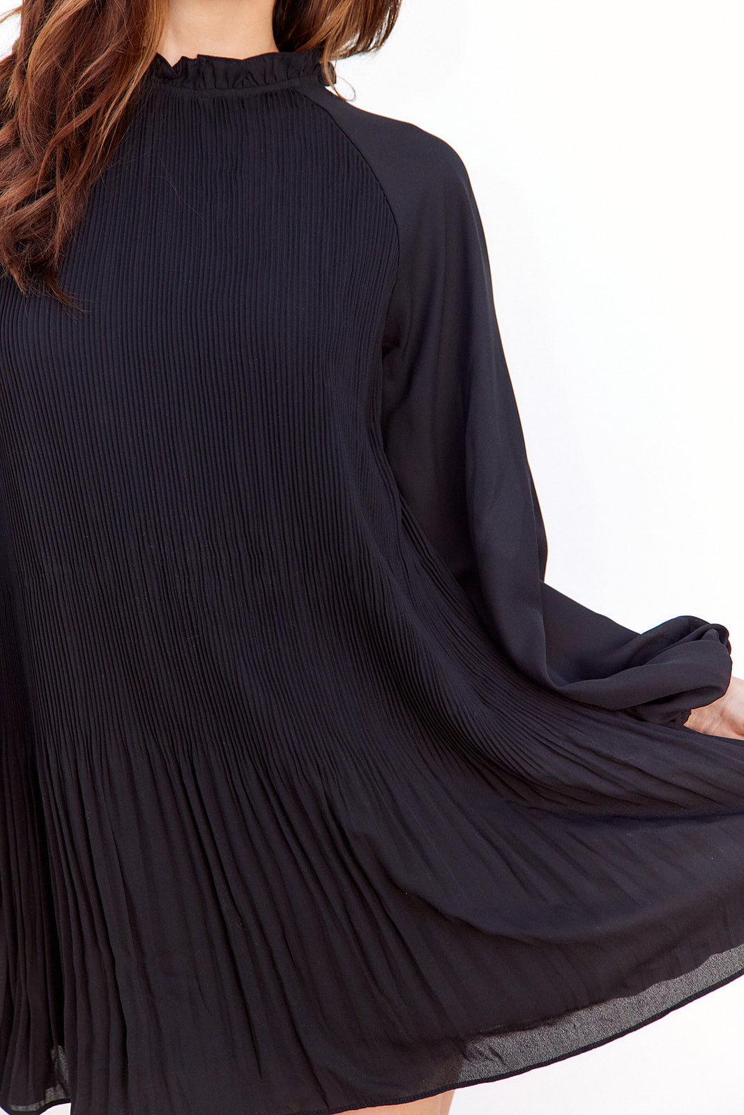 Leigha Long Sleeve Pleated Mini Dress - fab'rik